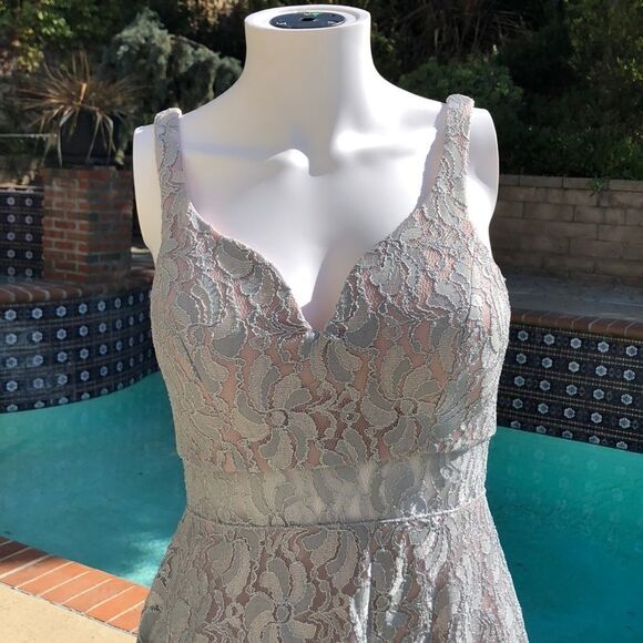 Sequin Hearts Illusion Waist Lace Fit/Flare Dress - Picture 6 of 13